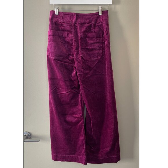 NWT Anthropologie Maeve Colette Cropped Wide Leg Corduroy Pants Violet Size 27 - Picture 4 of 5